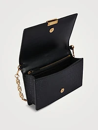 Mini Greca Goddess Croc-Embossed Leather Chain Wallet