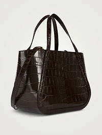 Small Greca Goddess Croc-Embossed Leather Tote Bag