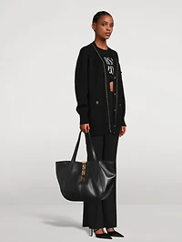 Large Greca Goddess Leather Tote Bag