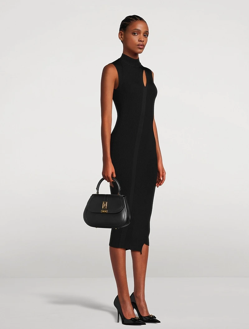 Medium Greca Goddess Leather Top Handle Bag