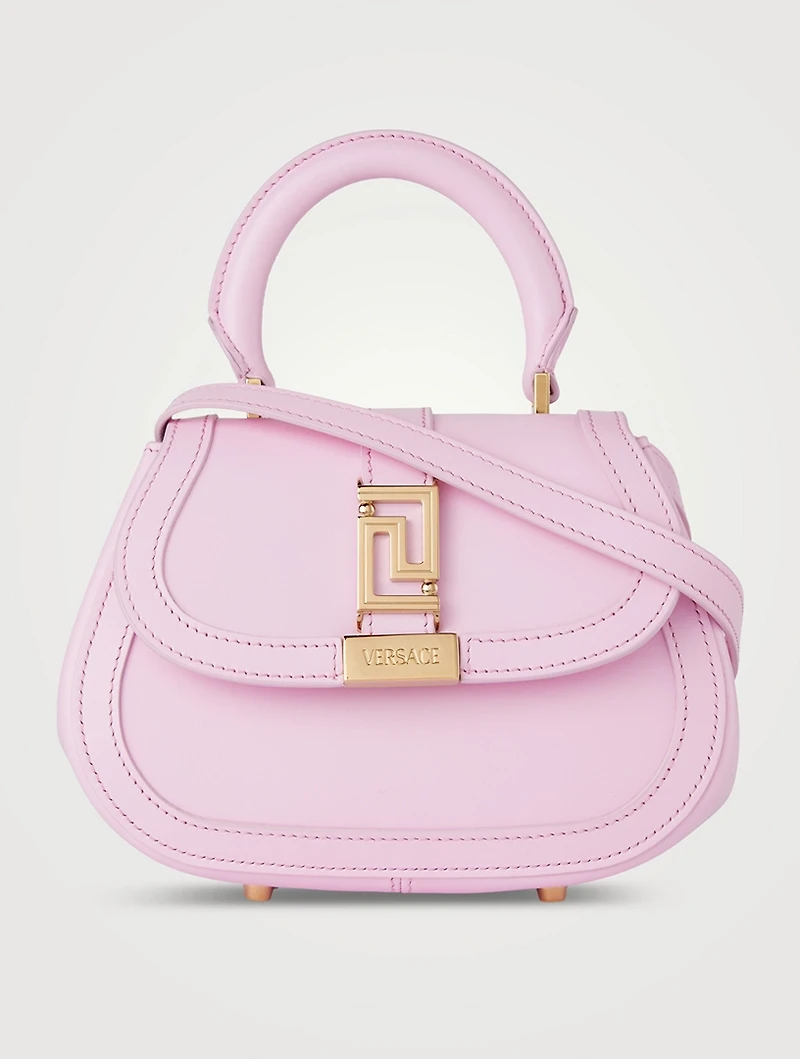 Mini Greca Goddess Leather Top Handle Bag