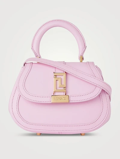 Mini Greca Goddess Leather Top Handle Bag