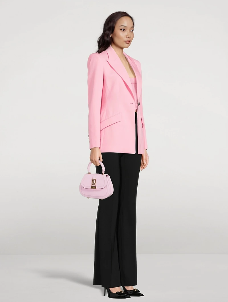 Mini Greca Goddess Leather Top Handle Bag