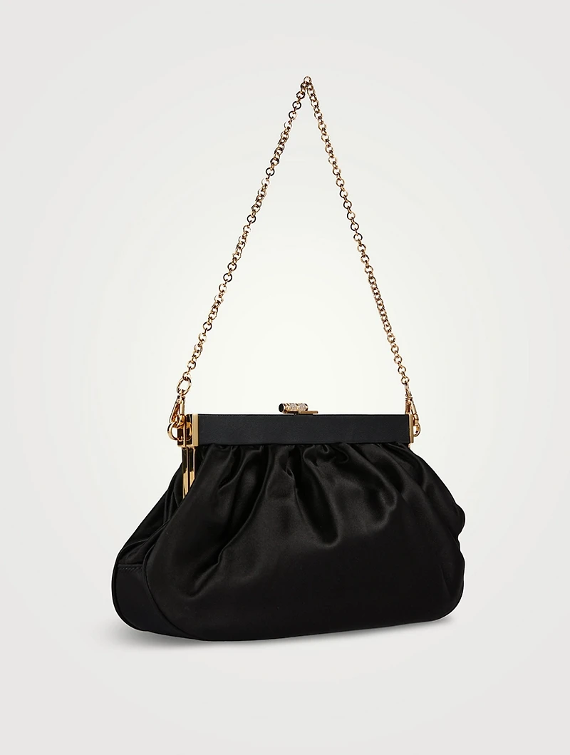 Small Crystal Medusa Satin Clutch