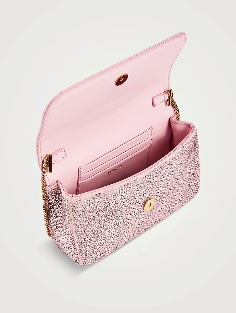 Mini Virtus Crystal-Embellished Satin Crossbody Bag