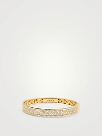 18K Gold Nameplate Bangle Bracelet With Pavé Diamonds