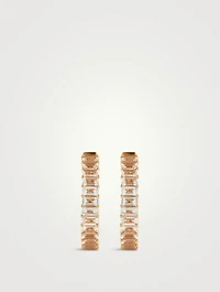 18K Rose Gold Eternity Hoop Earrings With White Topaz