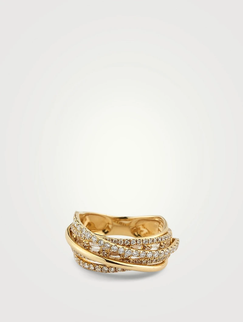 18K Gold Orbit Ring With Diamonds