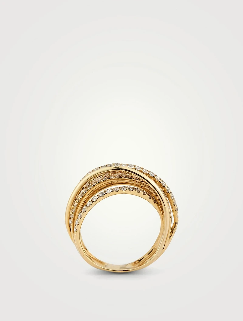 18K Gold Orbit Ring With Diamonds