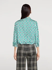 Satin Shirt Geometric Print
