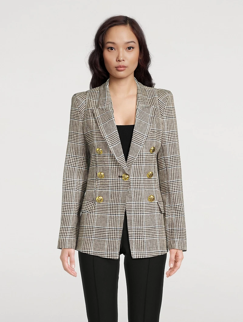 Not A Double-Breasted Pagoda Blazer Plaid Print