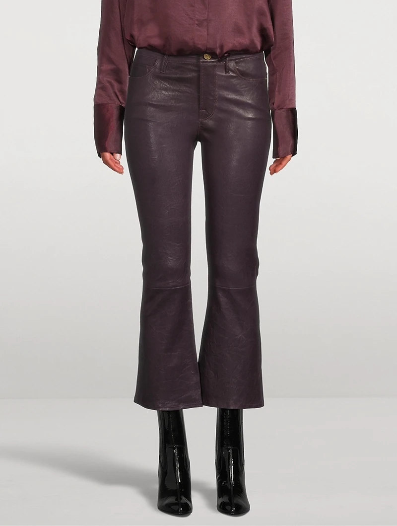 Le Crop Mini Leather Bootcut Trousers