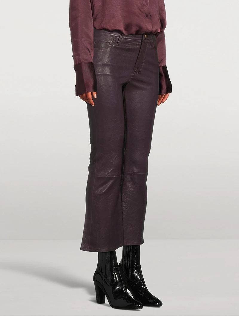 Le Crop Mini Leather Bootcut Trousers