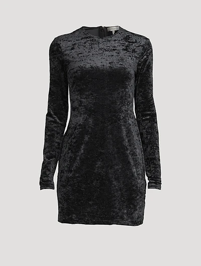 Long-Sleeve Velvet Mini Dress
