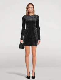 Long-Sleeve Velvet Mini Dress