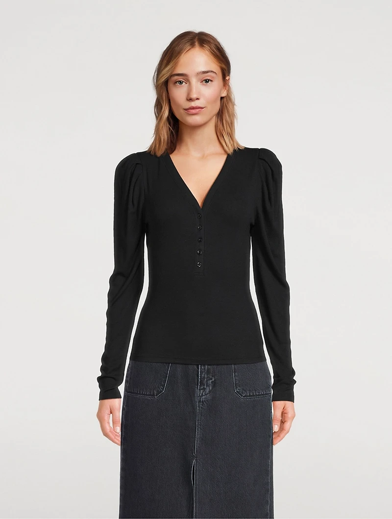 Puff-Sleeve Henley