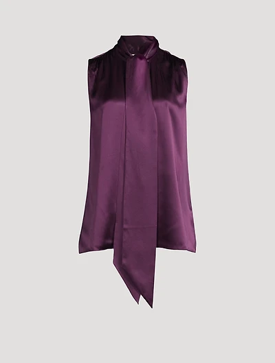 Femme Tie-Neck Sleeveless Silk Blouse