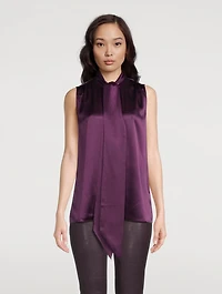 Femme Tie-Neck Sleeveless Silk Blouse
