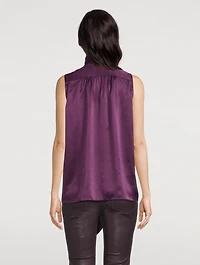 Femme Tie-Neck Sleeveless Silk Blouse