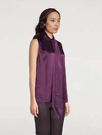 Femme Tie-Neck Sleeveless Silk Blouse