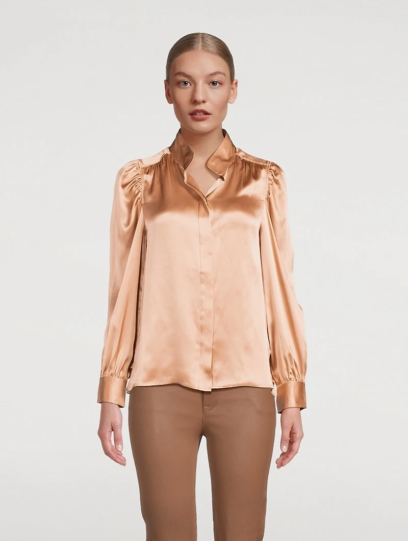 Gillian Puff-Sleeve Silk Blouse