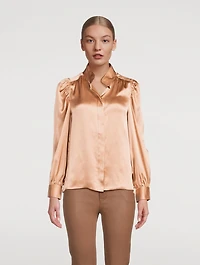 Gillian Puff-Sleeve Silk Blouse