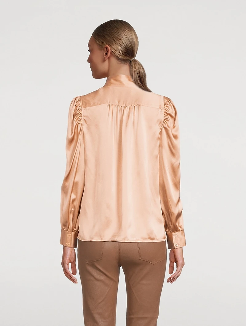 Gillian Puff-Sleeve Silk Blouse