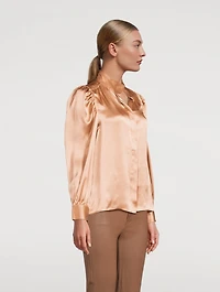 Gillian Puff-Sleeve Silk Blouse