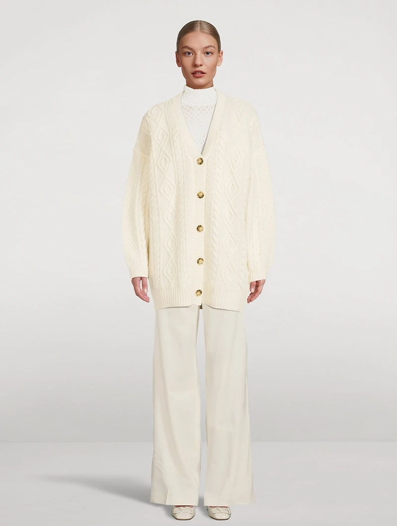Oversized Cable-Knit Wool Cardigan