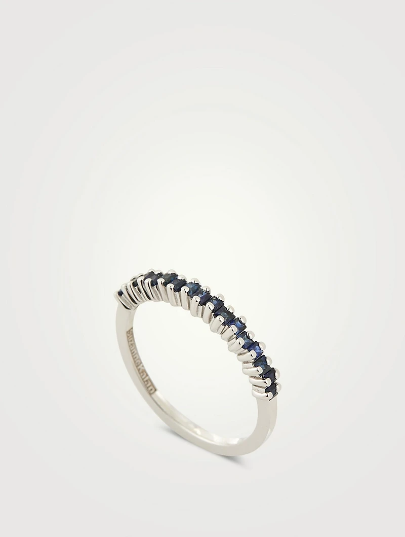 18K White Gold Eternity Ring With Blue Sapphires
