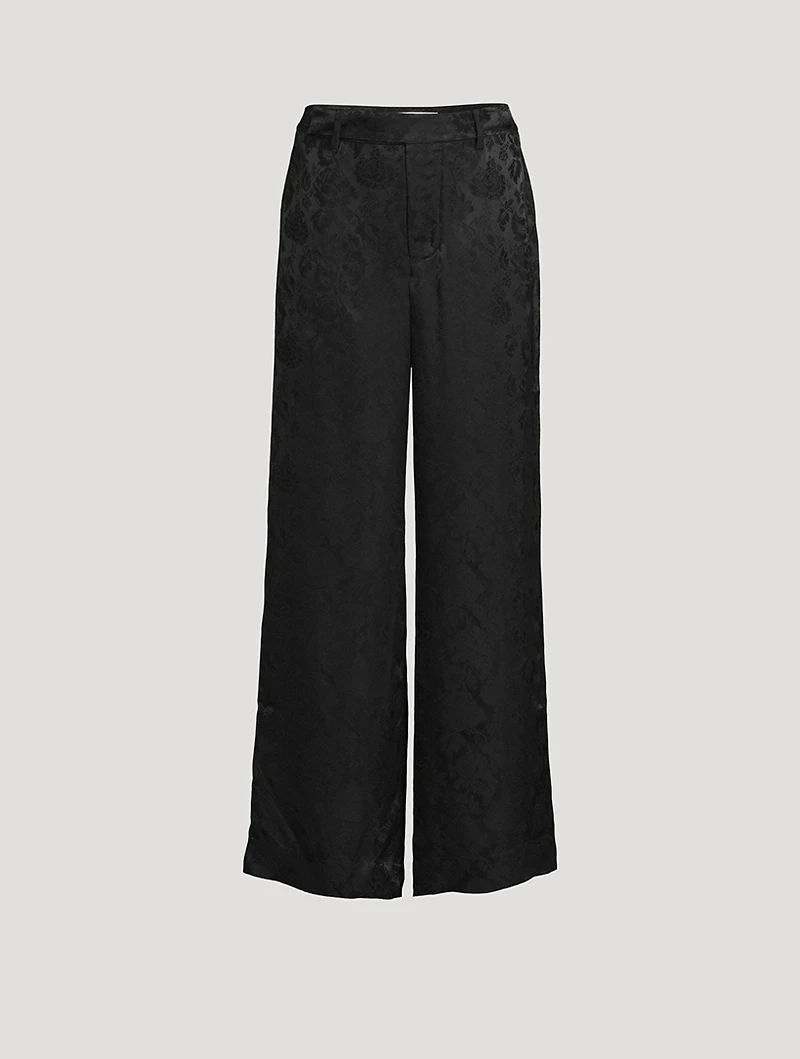 Frame x Ritz Paris Jacquard Silk Wide-Leg Trousers