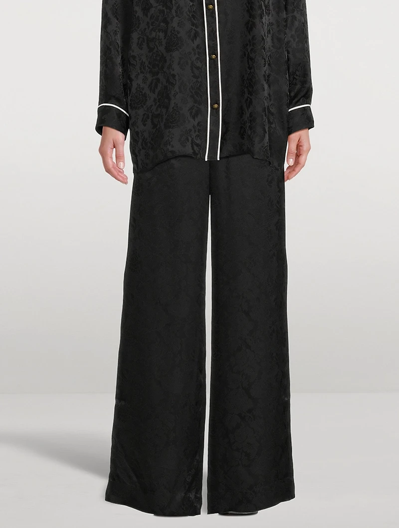 Frame x Ritz Paris Jacquard Silk Wide-Leg Trousers