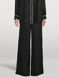 Frame x Ritz Paris Jacquard Silk Wide-Leg Trousers