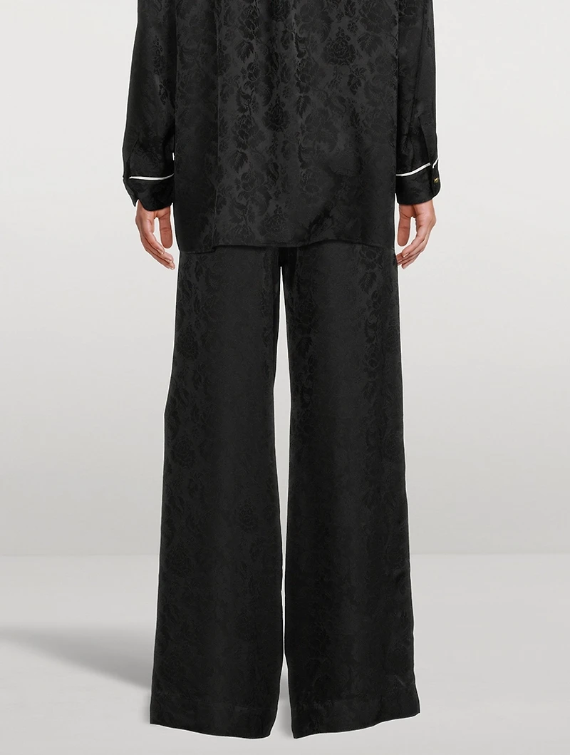 Frame x Ritz Paris Jacquard Silk Wide-Leg Trousers