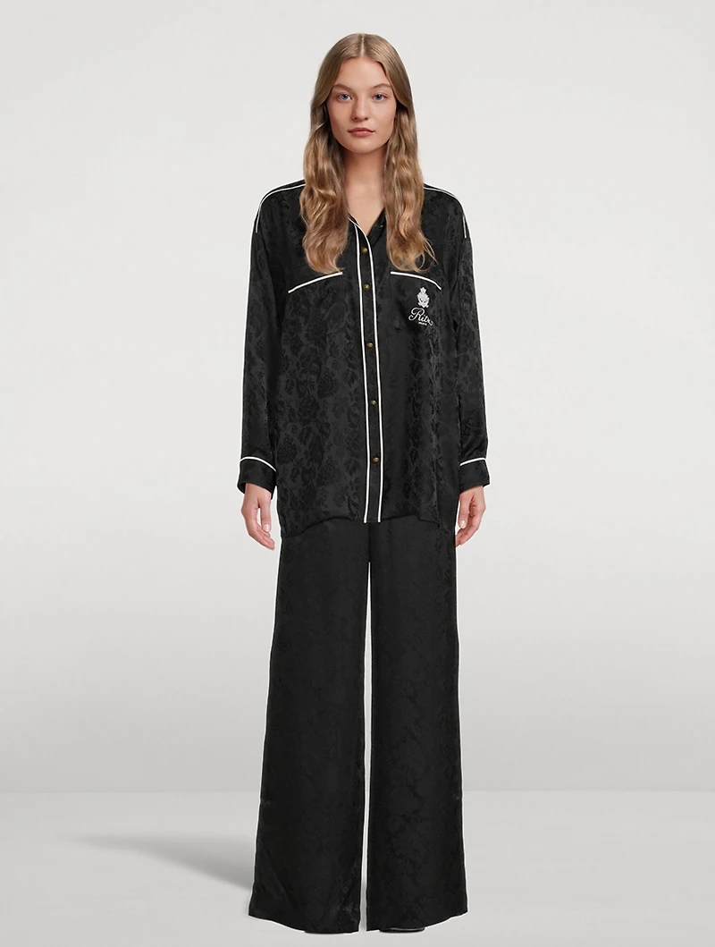 Frame x Ritz Paris Jacquard Silk Wide-Leg Trousers