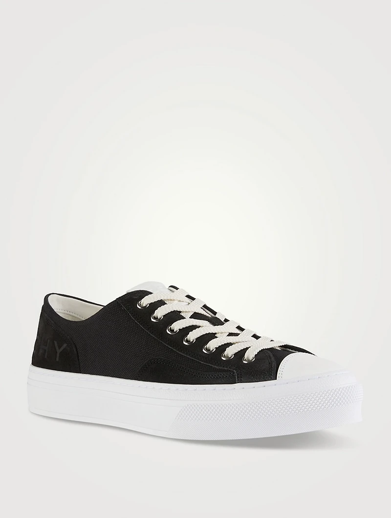 City Canvas And Suede Sneakers