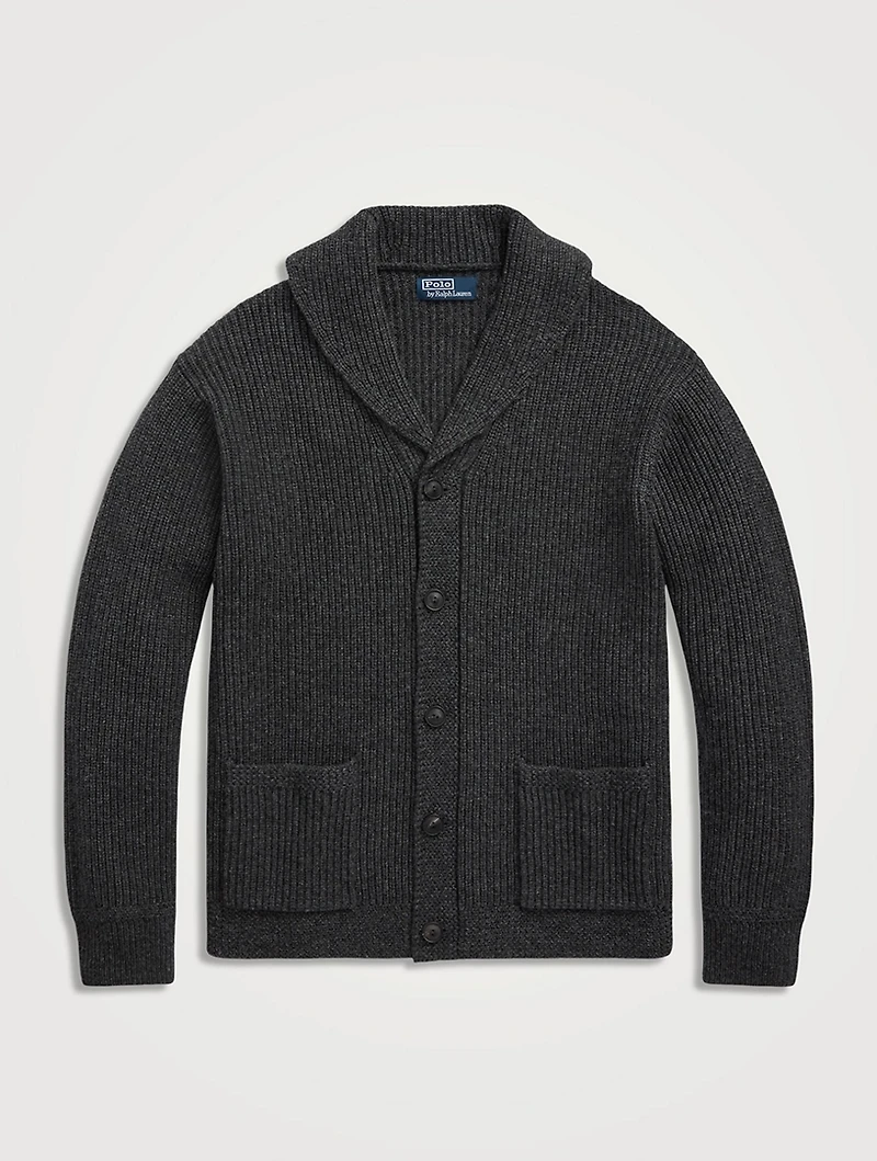 Wool-Blend Shawl-Collar Cardigan