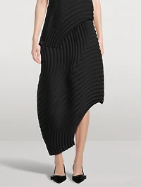Curved Pleats Midi Skirt