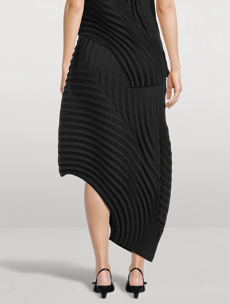 Curved Pleats Midi Skirt