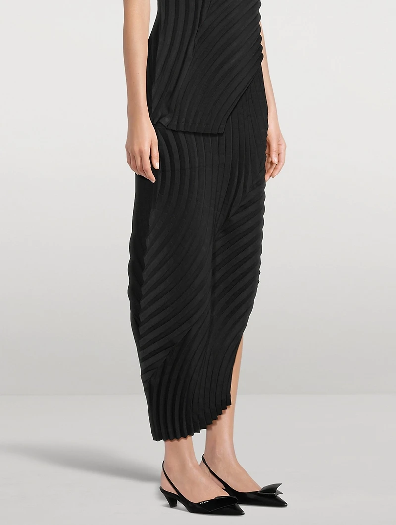 Curved Pleats Midi Skirt