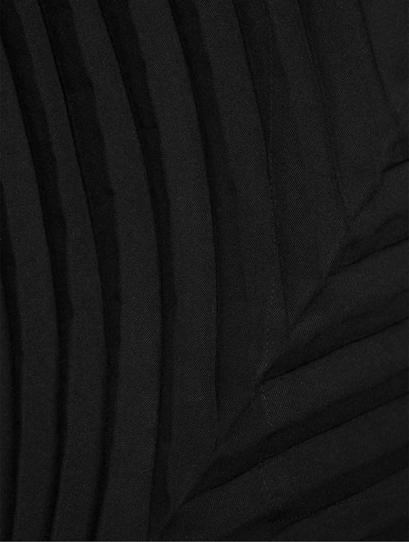 Curved Pleats Midi Skirt
