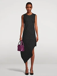 Curved Pleats Wool-Blend Midi Dress