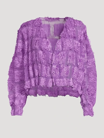 Fuzzy Pleats Cardigan