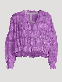 Fuzzy Pleats Cardigan
