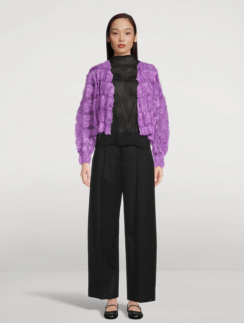 Fuzzy Pleats Cardigan