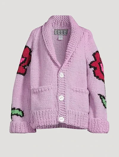 Flower Wool Sweater Jacket