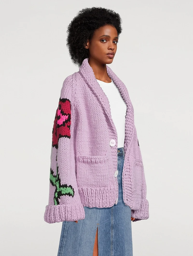 Flower Wool Sweater Jacket