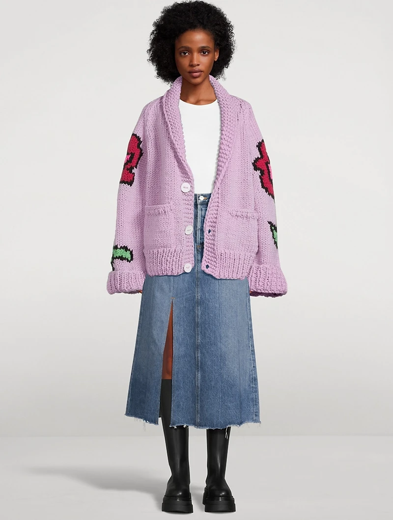 Flower Wool Sweater Jacket