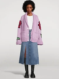 Flower Wool Sweater Jacket