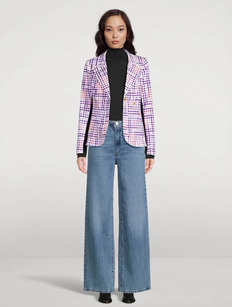 Tux Stripe Blazer Gingham Print
